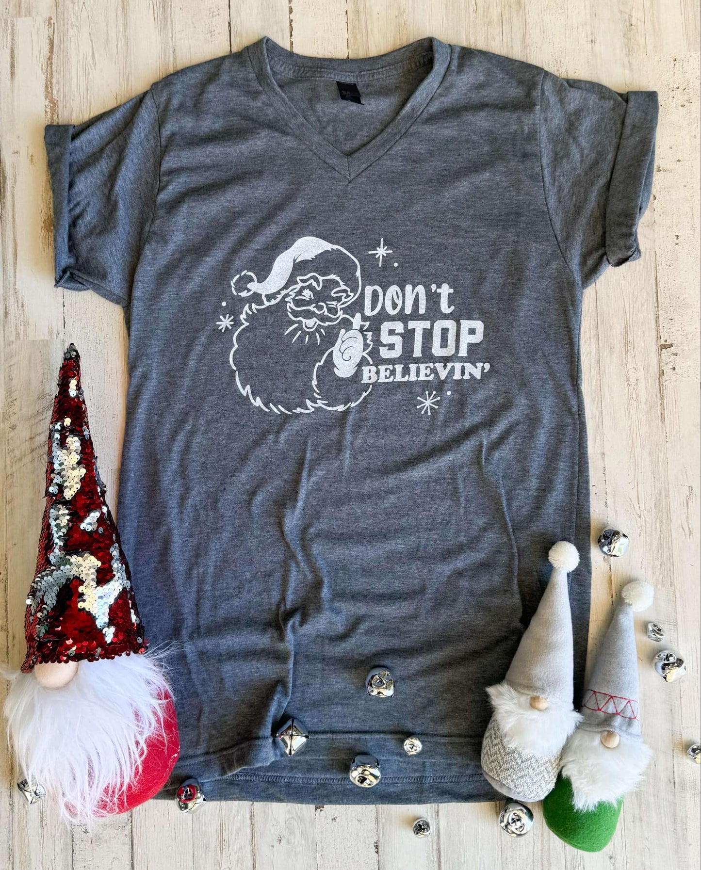 Don't Stop Believin' V Neck Tee